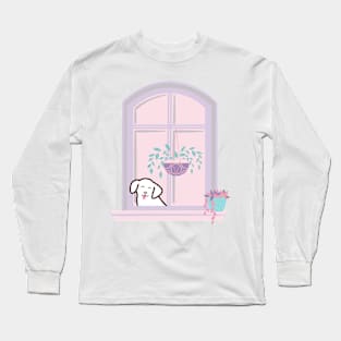 Smiling Labrador at the Window Long Sleeve T-Shirt